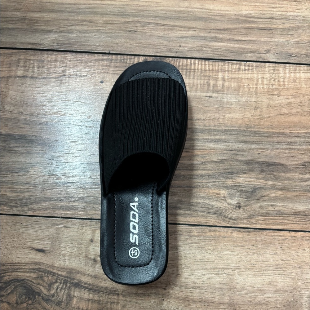 Soda Black Sandals Casual Slip-On